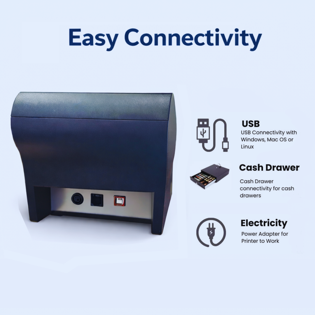 Thermal POS Billing Printer with Auto Cutter | USB | 80mm - Image 3
