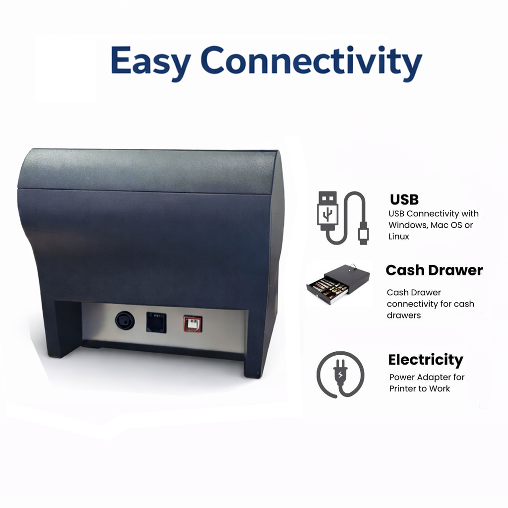 Thermal POS Billing Printer with Auto Cutter | USB | 80mm - Image 6